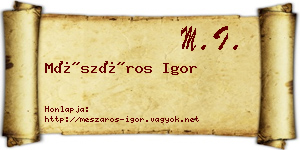 Mészáros Igor névjegykártya